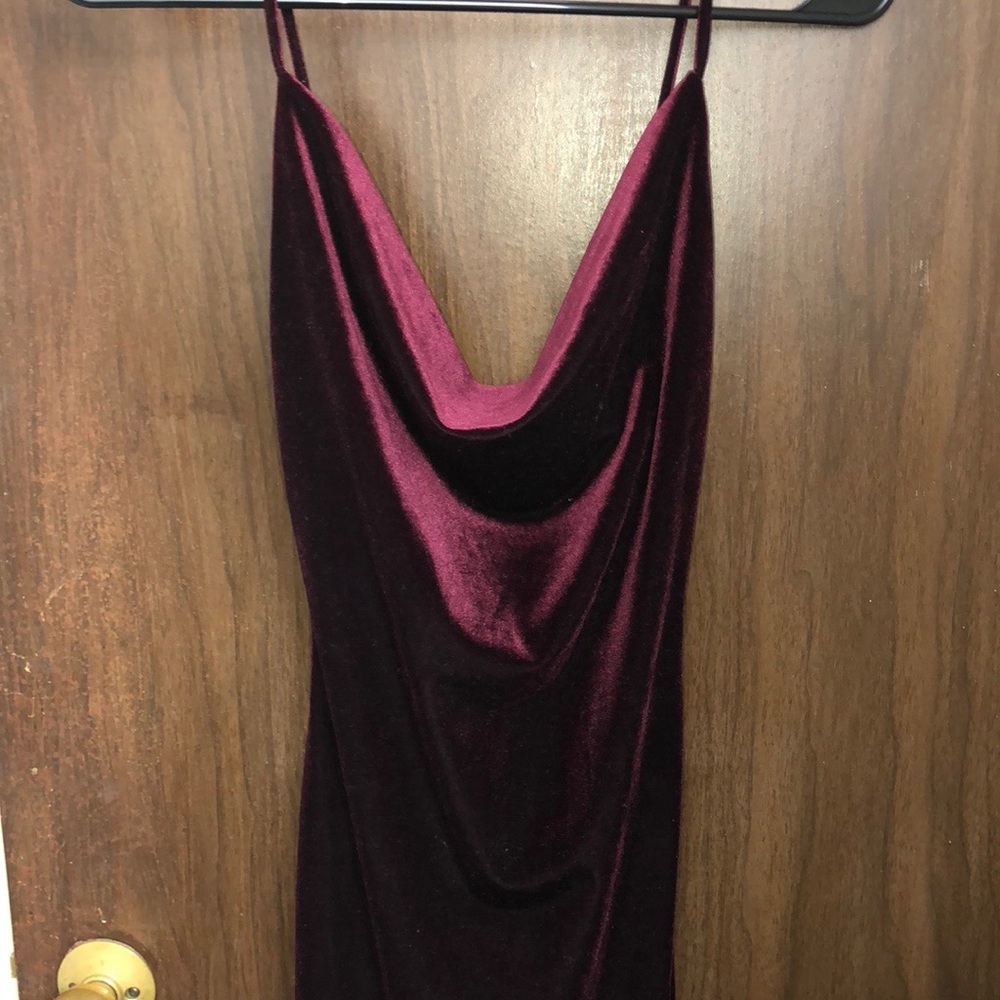 Burgundy velvet dress